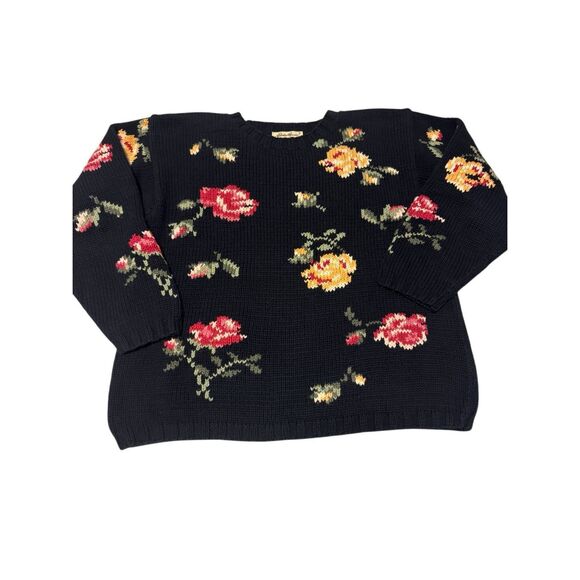 Eddie Bauer vintage floral needlepoint knitted sweater - EUC - Picture 1 of 10